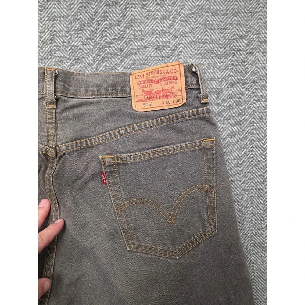 Levis 505‎ Regular Fit Grey Straight Leg Denim Jeans Mens 36x30 00505-3812